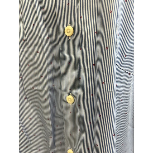 Peter Millar Shirt Mens Med Blue Button Down Striped Diamond Long Sleeve Preppyy - Picture 12 of 12